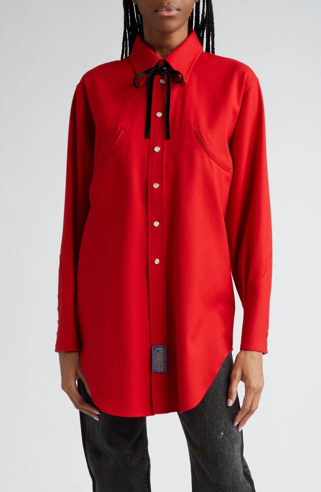 Maison Margiela x Pendleton Cutout Wool Flannel Snap-Up Shirt in Lipstick Cover