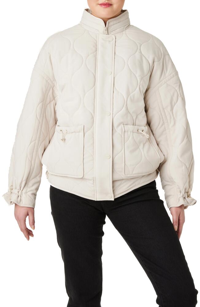 Sanctuary Drawstring Quilted Jacket with Removable Hood in Sand Cover