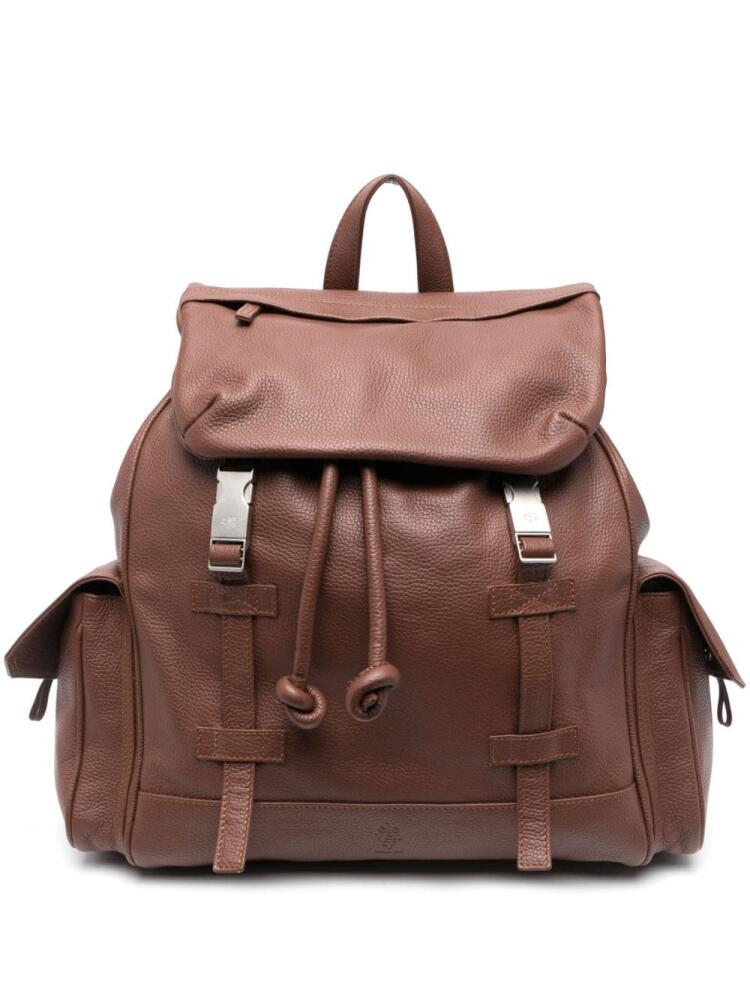 Eleventy double-buckle fastening leather backpack - Brown Cover