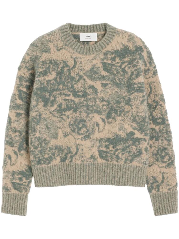 AMI Paris jacquard wool blend jumper - Neutrals Cover