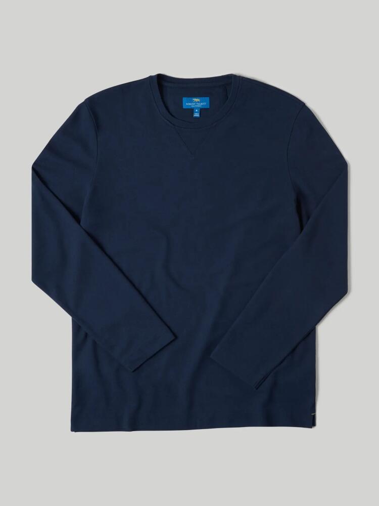 Robert Talbott Kelly Long Sleeve Cotton Crepe Tee in Navy Cover