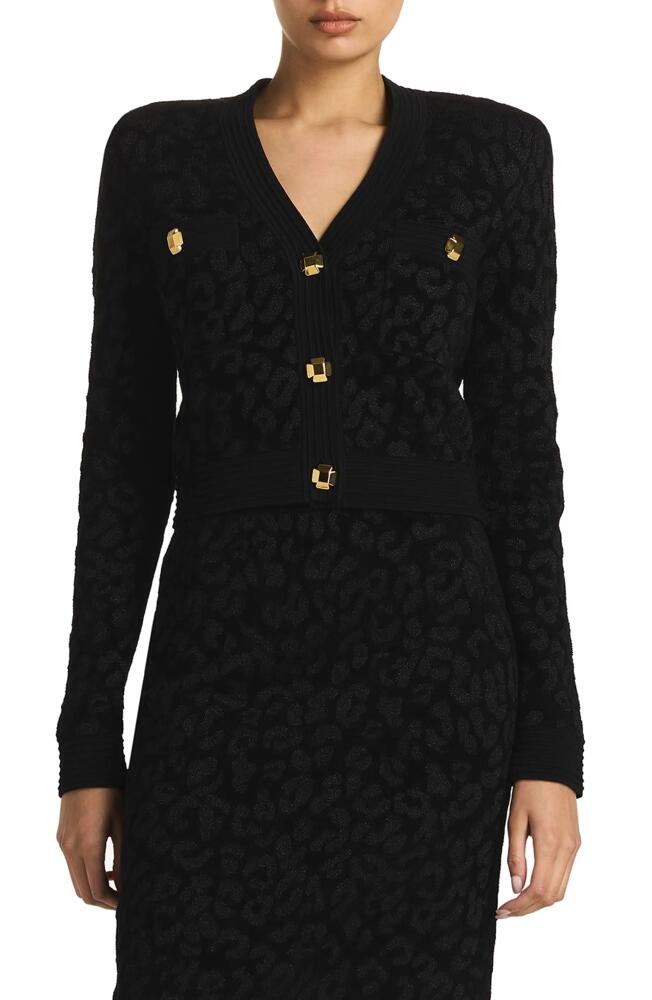 St. John Evening Metallic Leopard Jacquard Knit Jacket in Black Cover