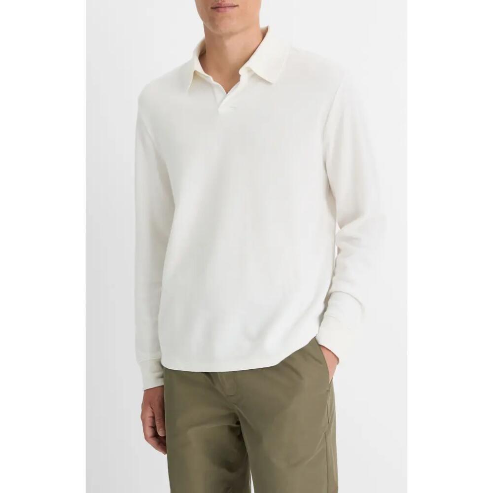 Vince Double Face Long Sleeve Polo in Classic Cream/Optic White Cover