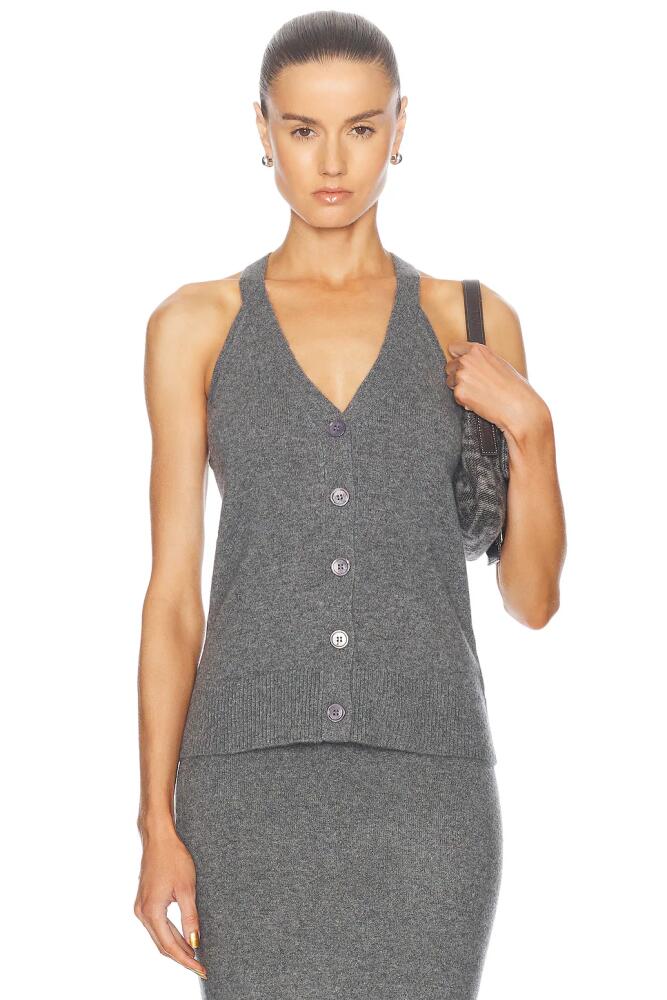 Enza Costa Cashmere V Neck Halter Cardigan in Grey Cover