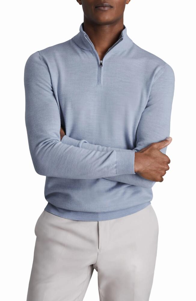 Reiss Blackhall Quarter Zip Wool Sweater in Soft Blue Melange Cover