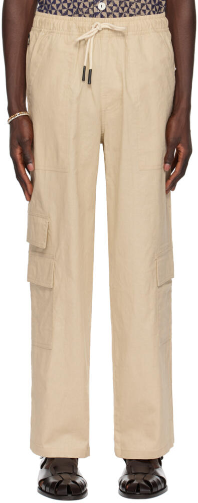 OAS Beige Drawstring Cargo Pants Cover