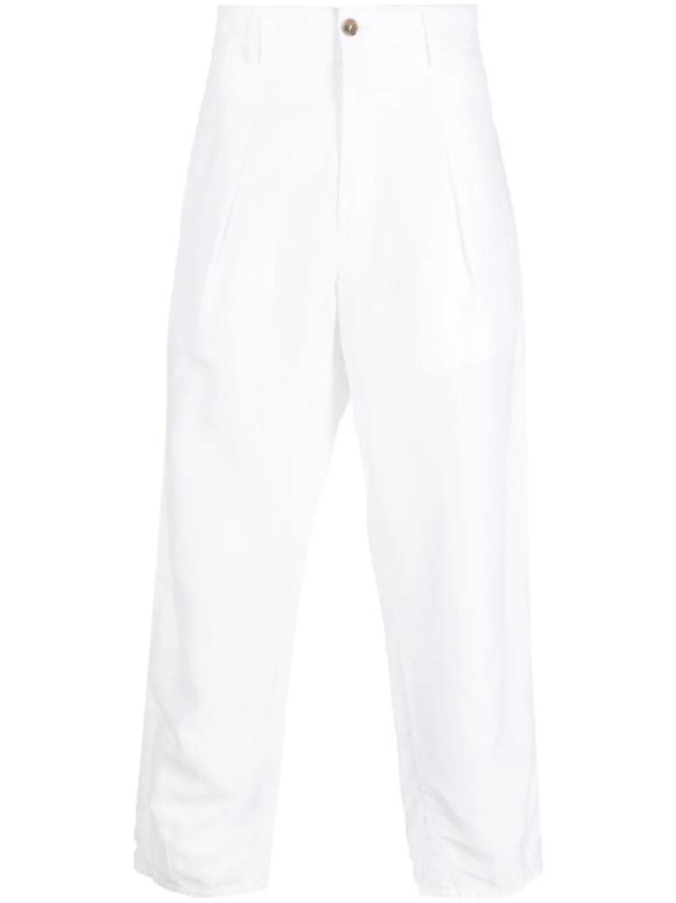 Giorgio Armani pleat-detail cropped trousers - White Cover