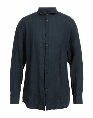 John Richmond Man Shirt Midnight blue Linen Cover