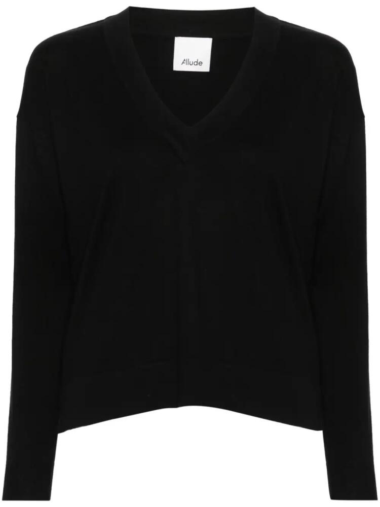 Allude fine-ribbed cotton-blend jumper - Black Cover