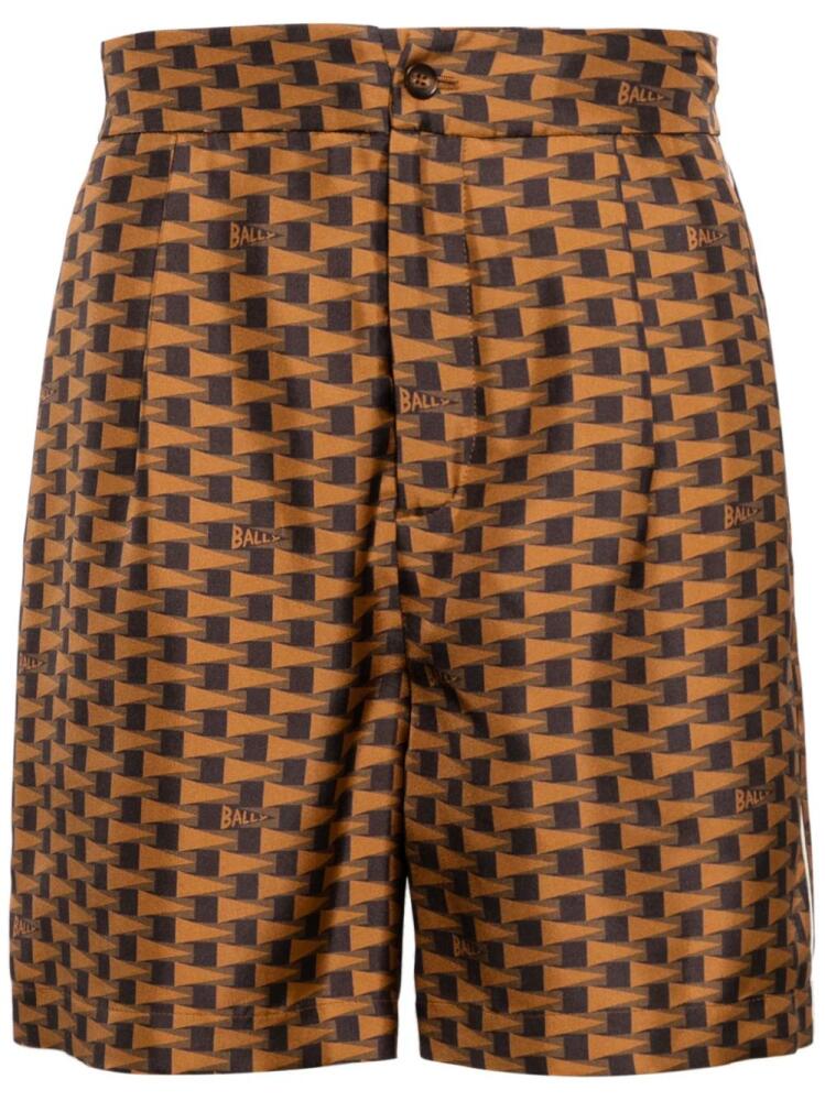 Bally Pennant-print silk shorts - Brown Cover