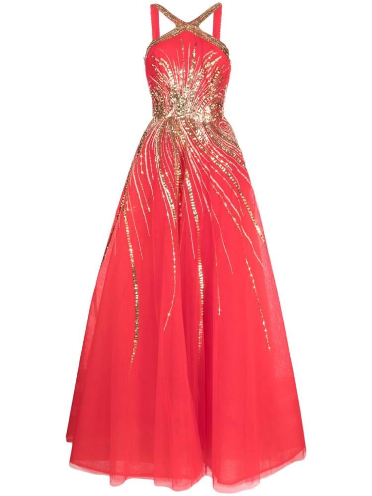 Saiid Kobeisy halterneck sequin-embellished gown - Red Cover