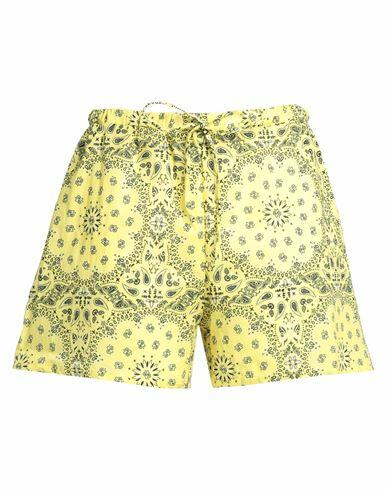 Smmr Woman Beach shorts and pants Yellow Cotton Cover