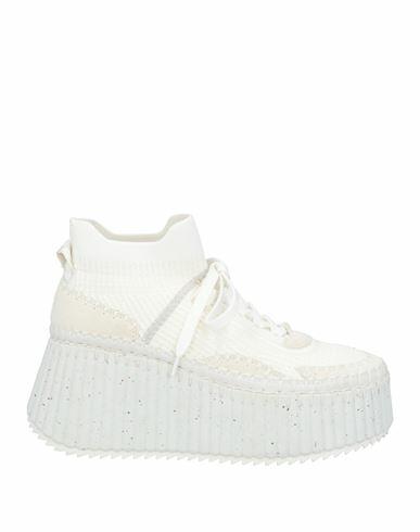 Chloé Woman Sneakers White Textile fibers, Leather Cover