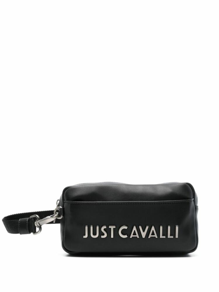 Just Cavalli logo-lettering wash bag - Black Cover