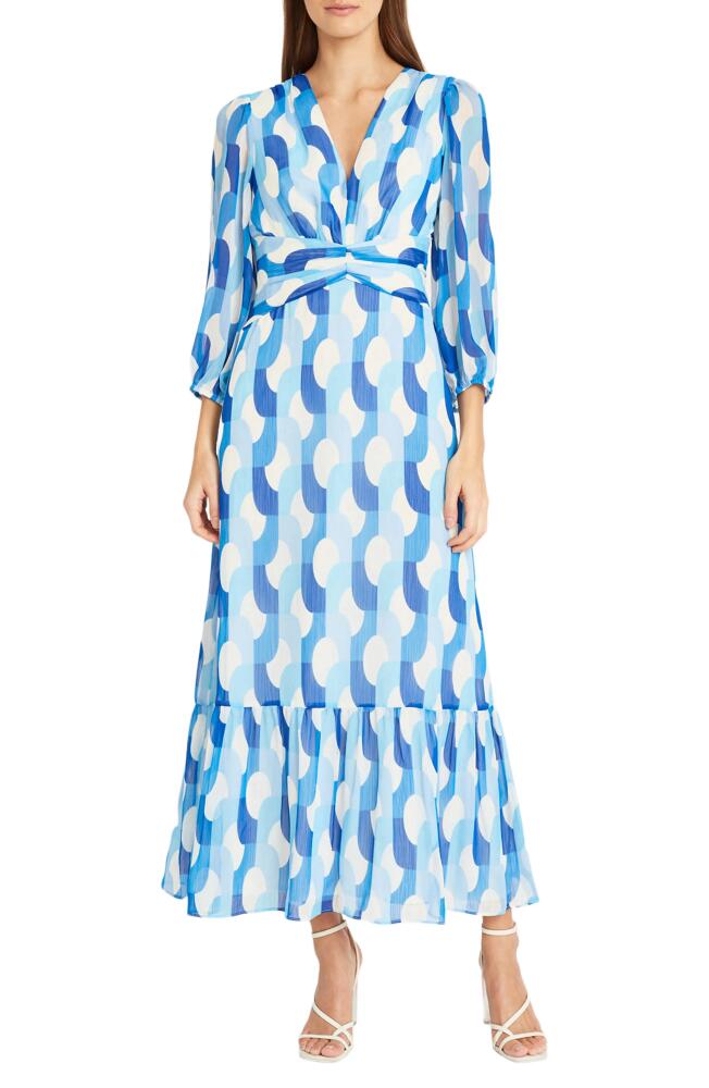 DONNA MORGAN FOR MAGGY Waist Detail Maxi Dress in Cream/Powder Blue Cover