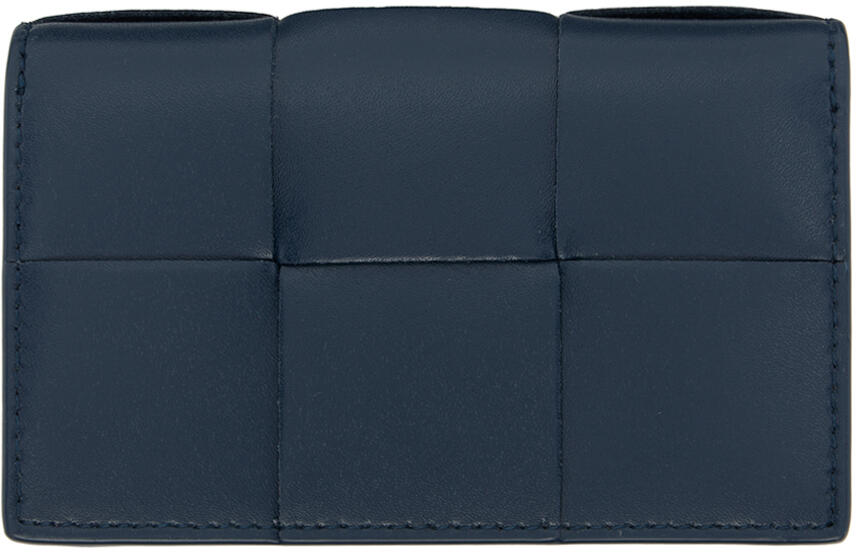 Bottega Veneta Navy Cassette Business Card Holder Cover