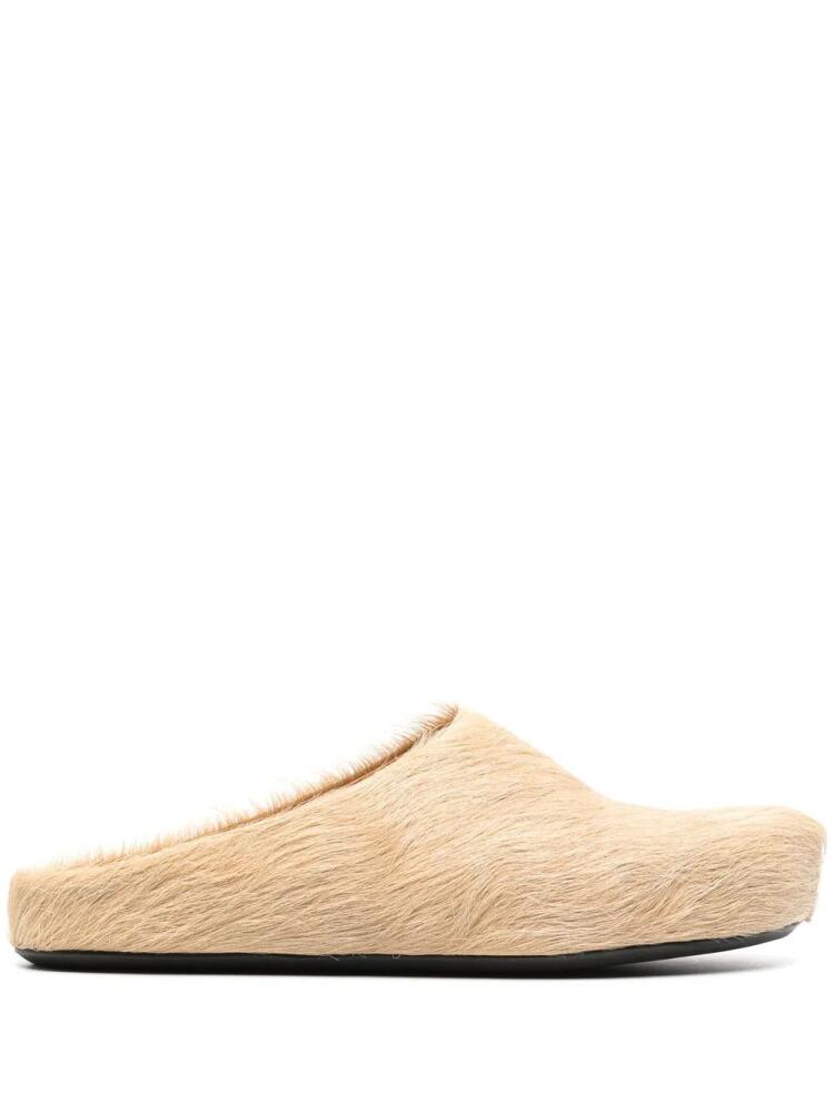 Marni Fussbet Sabot calf-hair slippers - Neutrals Cover