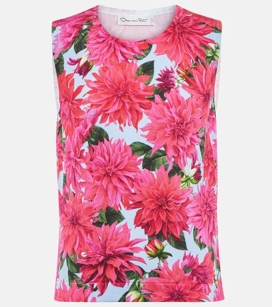 Oscar de la Renta Floral cotton-blend tank top Cover