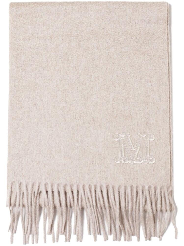 Max Mara monogram-embroidered cashmere scarf - Neutrals Cover