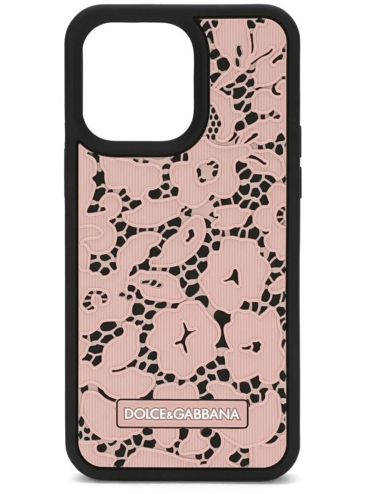 Dolce & Gabbana floral-lace iPhone 14 Pro Max case - Pink Cover