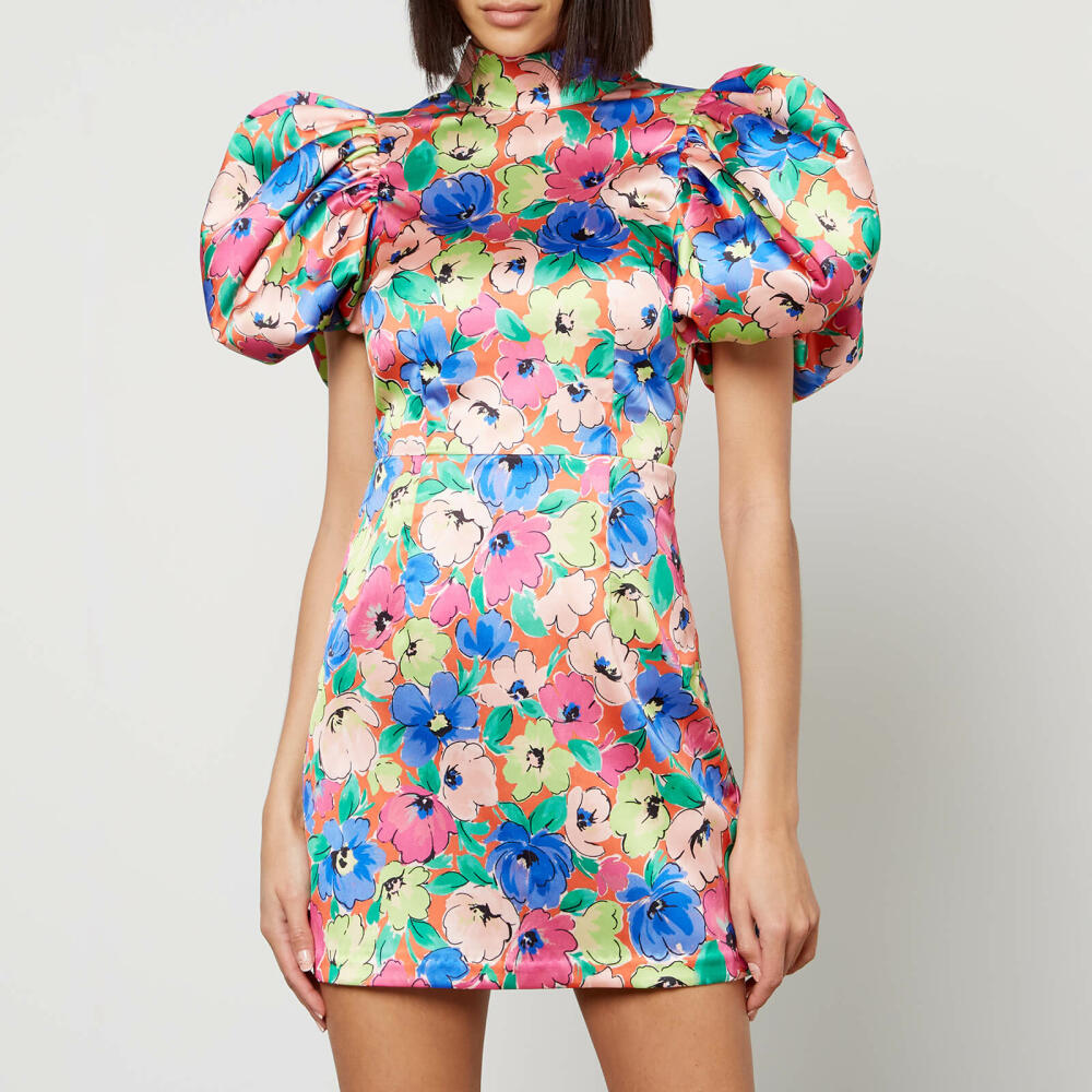 Rotate Birger Christensen Cutout Floral Satin Mini Dress Cover