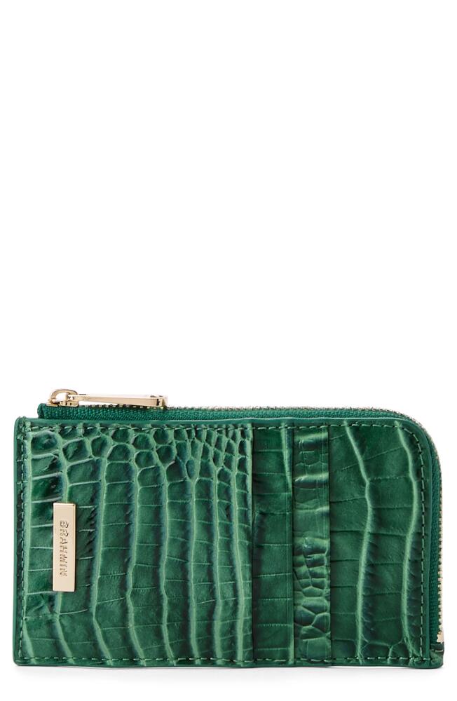 Brahmin Lennon Croc Embossed Leather Card Case in Parakeet Cover