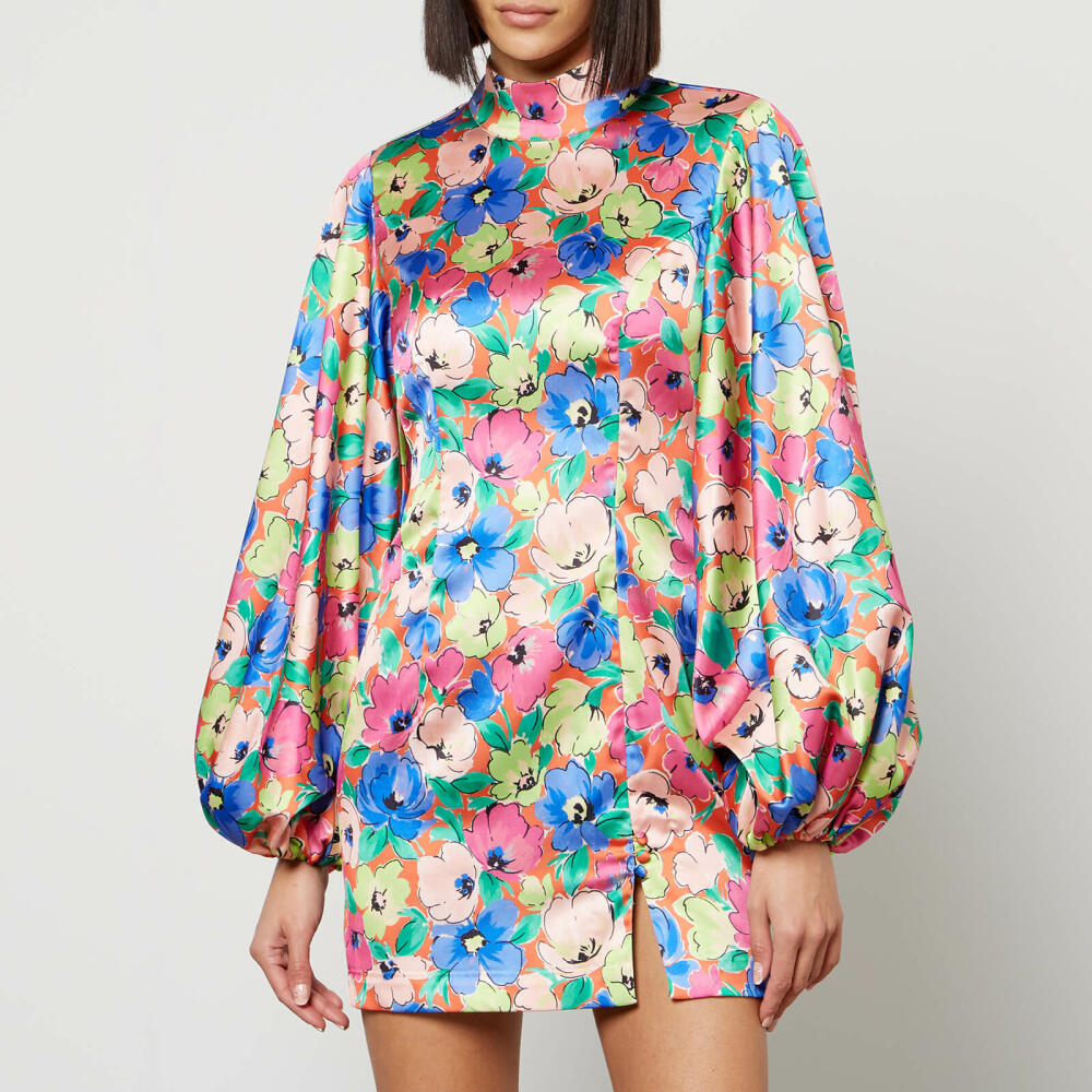 Rotate Birger Christensen Floral-Print Satin Mini Dress Cover