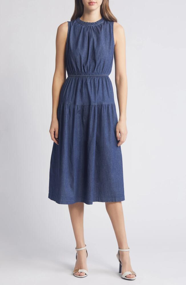 Anne Klein Tiered Denim Midi Dress in Indigo - Dark Wash Cover