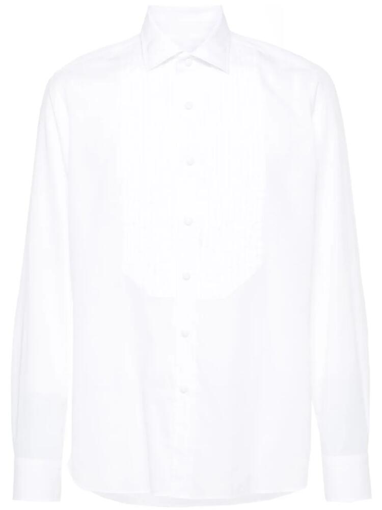 Tagliatore plissé poplin cotton shirt - White Cover