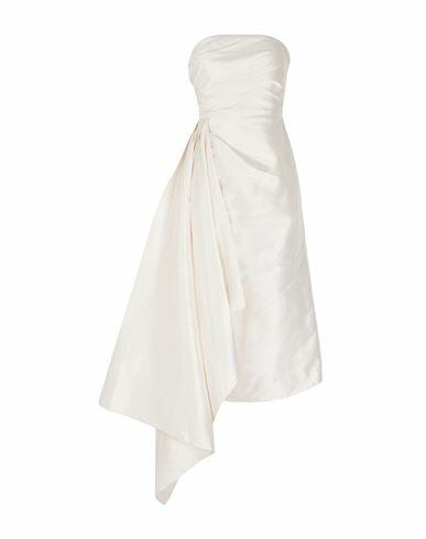 8 By Yoox Silk-shantung Bandeau Midi Dress W/ Side Drape Woman Midi dress Ivory Silk Cover