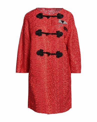 Ermanno Scervino Woman Overcoat & Trench Coat Coral Polyester, Polyamide, Viscose Cover