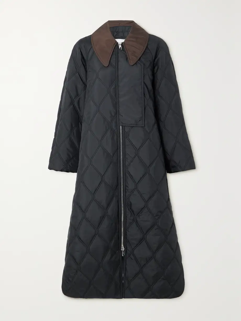 GANNI - Quilted Recycled-ripstop Coat - Black Cover