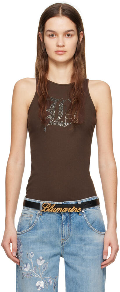 Blumarine Brown Graphic Tank Top Cover