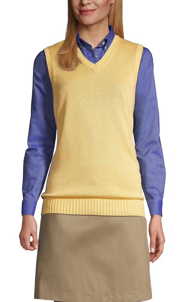 Lands' End School Uniform Cotton Modal Sweater Vest in Maize Cover