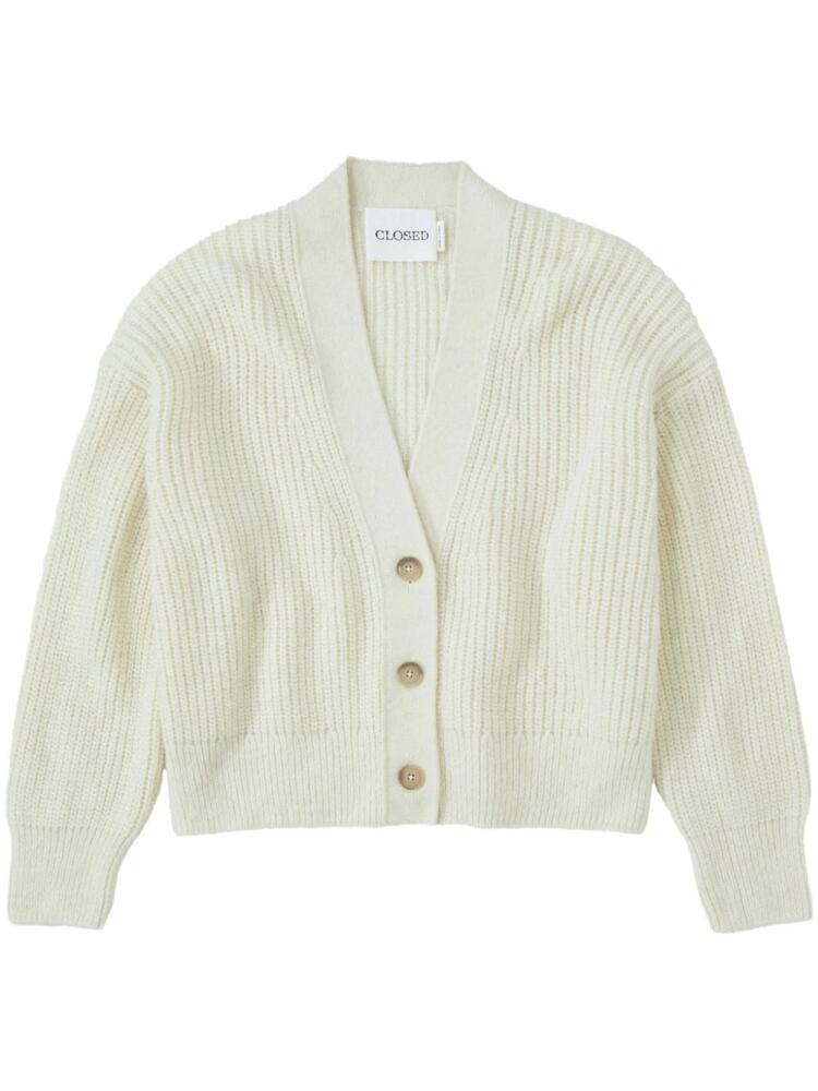 Closed V-neck ribbed-knit cardigan - White Cover