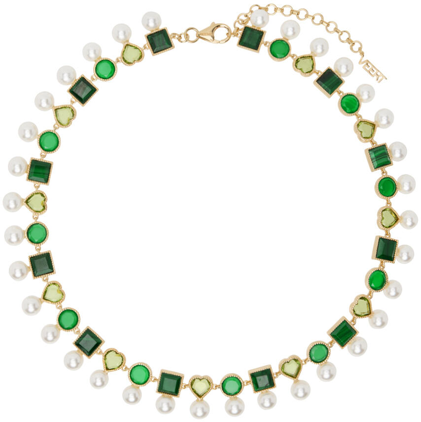 VEERT White & Gold 'The Green Pearl Shape' Necklace Cover