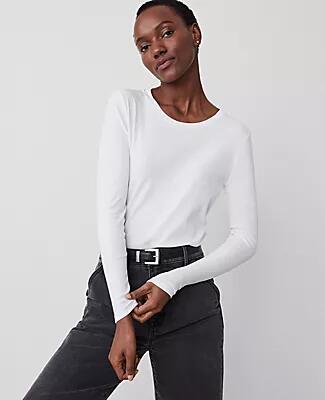 Ann Taylor Crew Neck Long Sleeve Top Cover