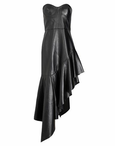 8 By Yoox Leather Bustier Midi Dress Woman Mini dress Black Lambskin Cover