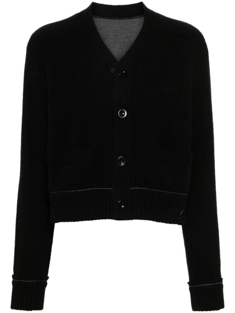 sacai V-neck ribbed-knit cardigan - Black Cover