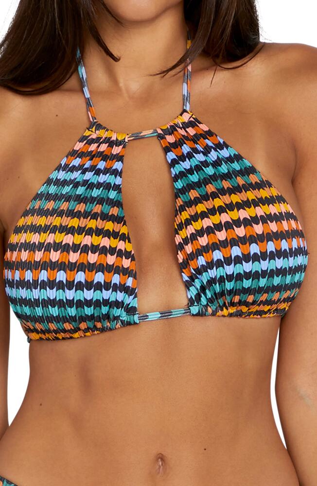 Volcom Dazed Beach Halter Bikini Top in Blue Multi Cover