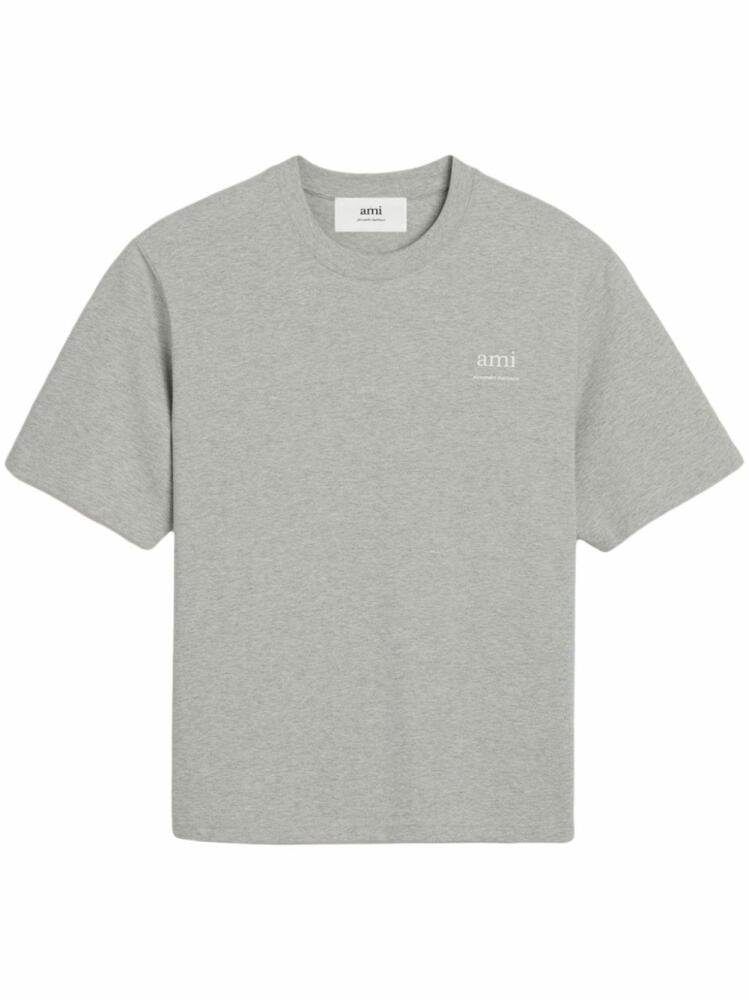 AMI Paris logo-print cotton T-shirt - Grey Cover