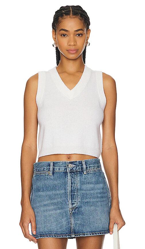 SABLYN Sterling Cropped V Neck Tank Top in White Cover