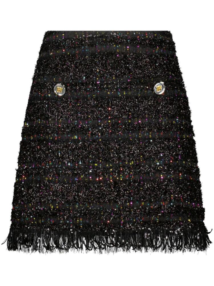 Giambattista Valli frayed-detail tweed skirt - Black Cover