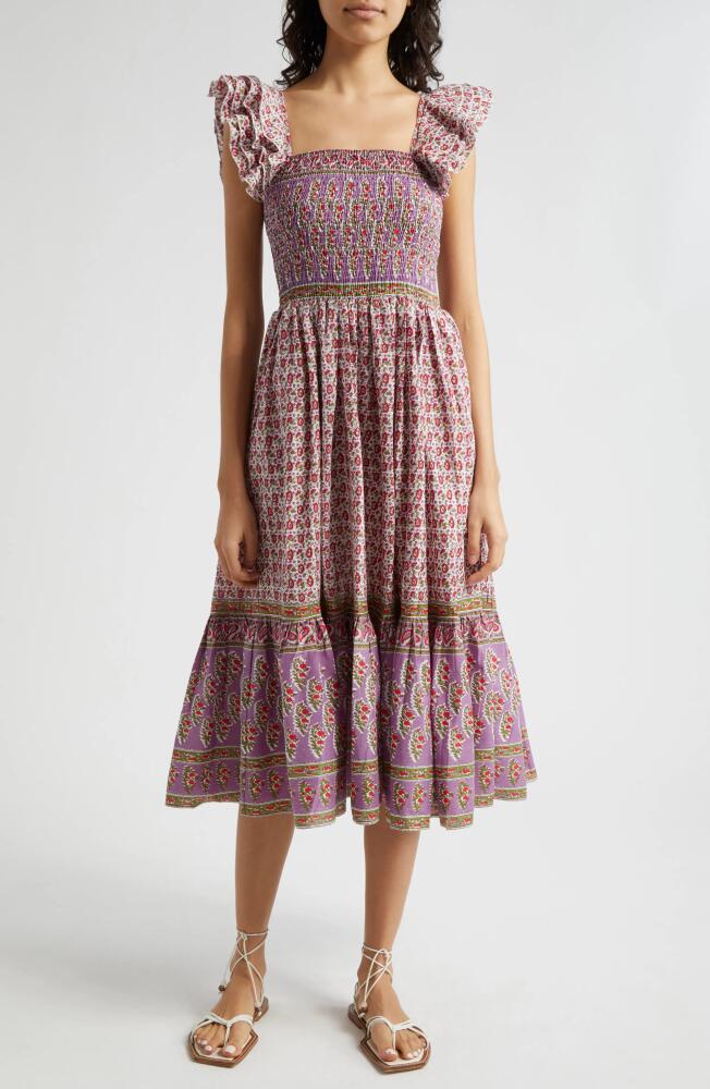 MILLE Olympia Smocked Midi Dress in Heirloom Cover