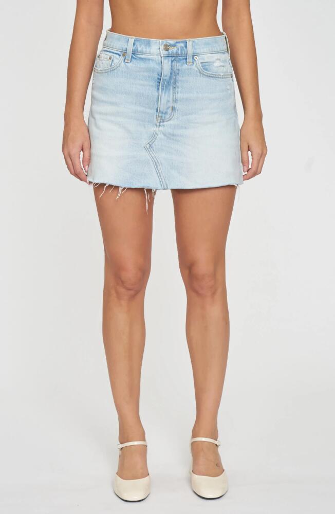 DAZE Malibu Distressed Cutoff Denim Miniskirt in Icebreaker Cover