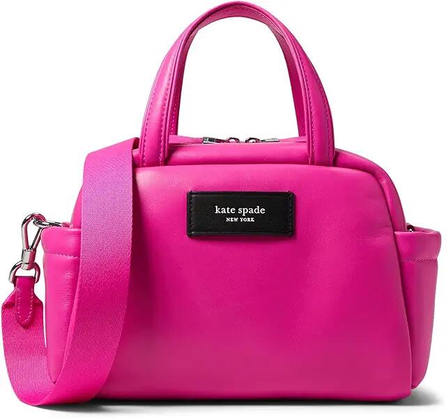 Kate Spade New York Puffed Smooth Leather Satchel (Vivid Snapdragon) Satchel Handbags Cover