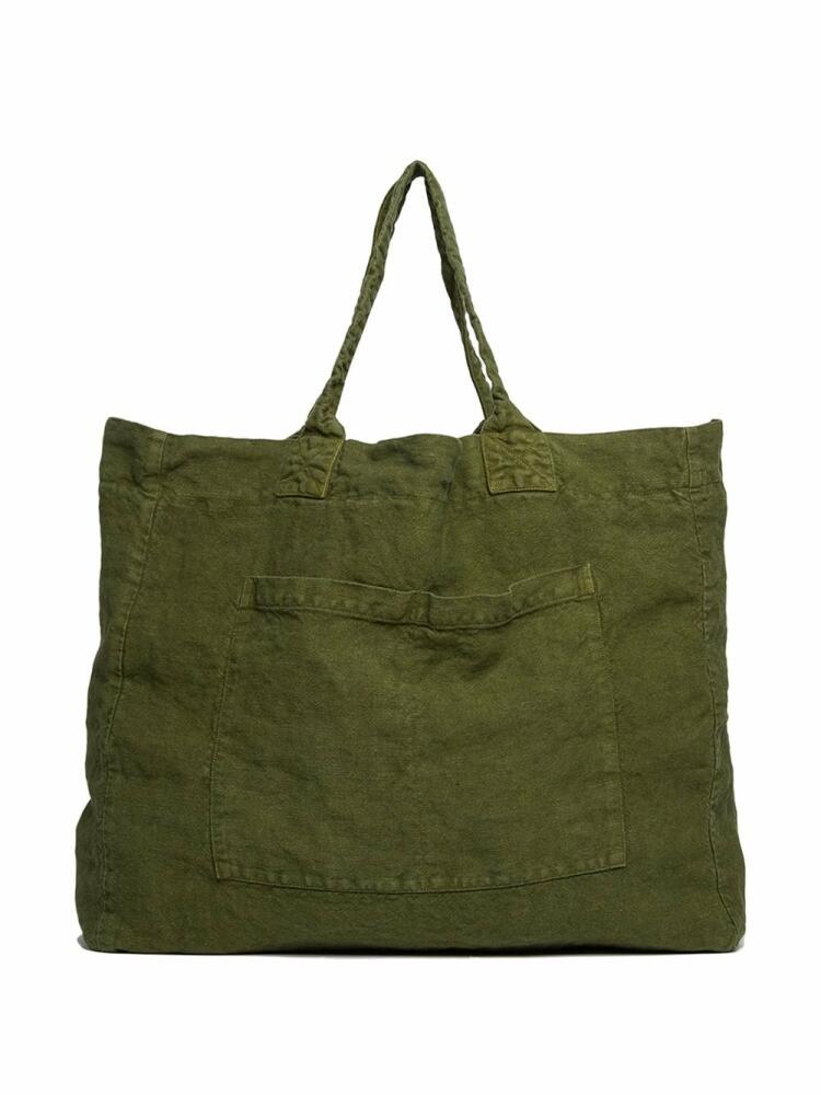 Once Milano weekend linen tote bag - Green Cover