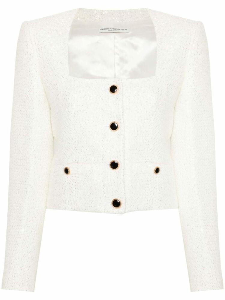 Alessandra Rich sequin-design tweed jacket - White Cover