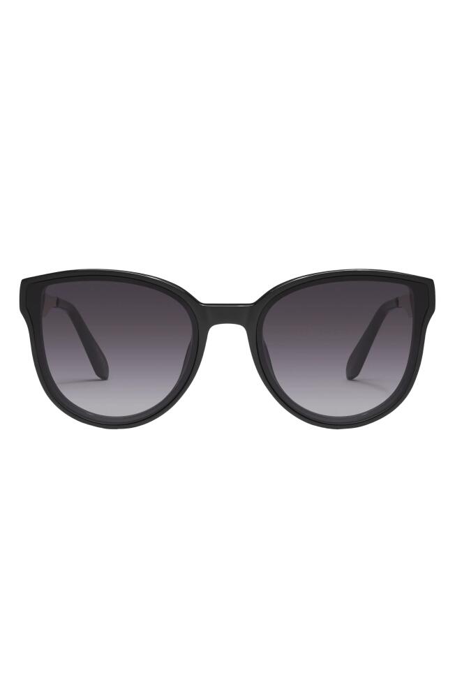 QUAY Date Night 54mm Round Sunglasses in Black /Smoke Cover