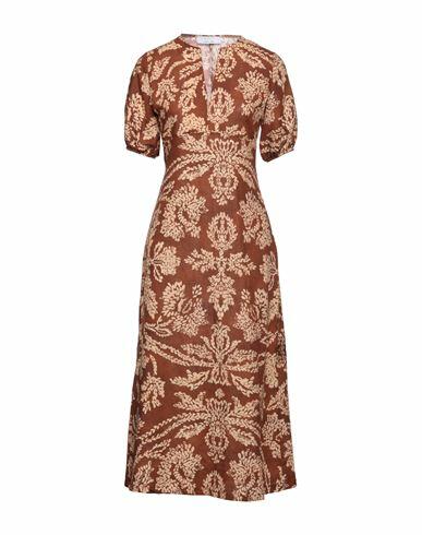 Kaos Woman Midi dress Brown Linen, Cotton Cover